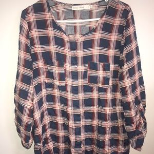 light weight plaid double pocket shirt